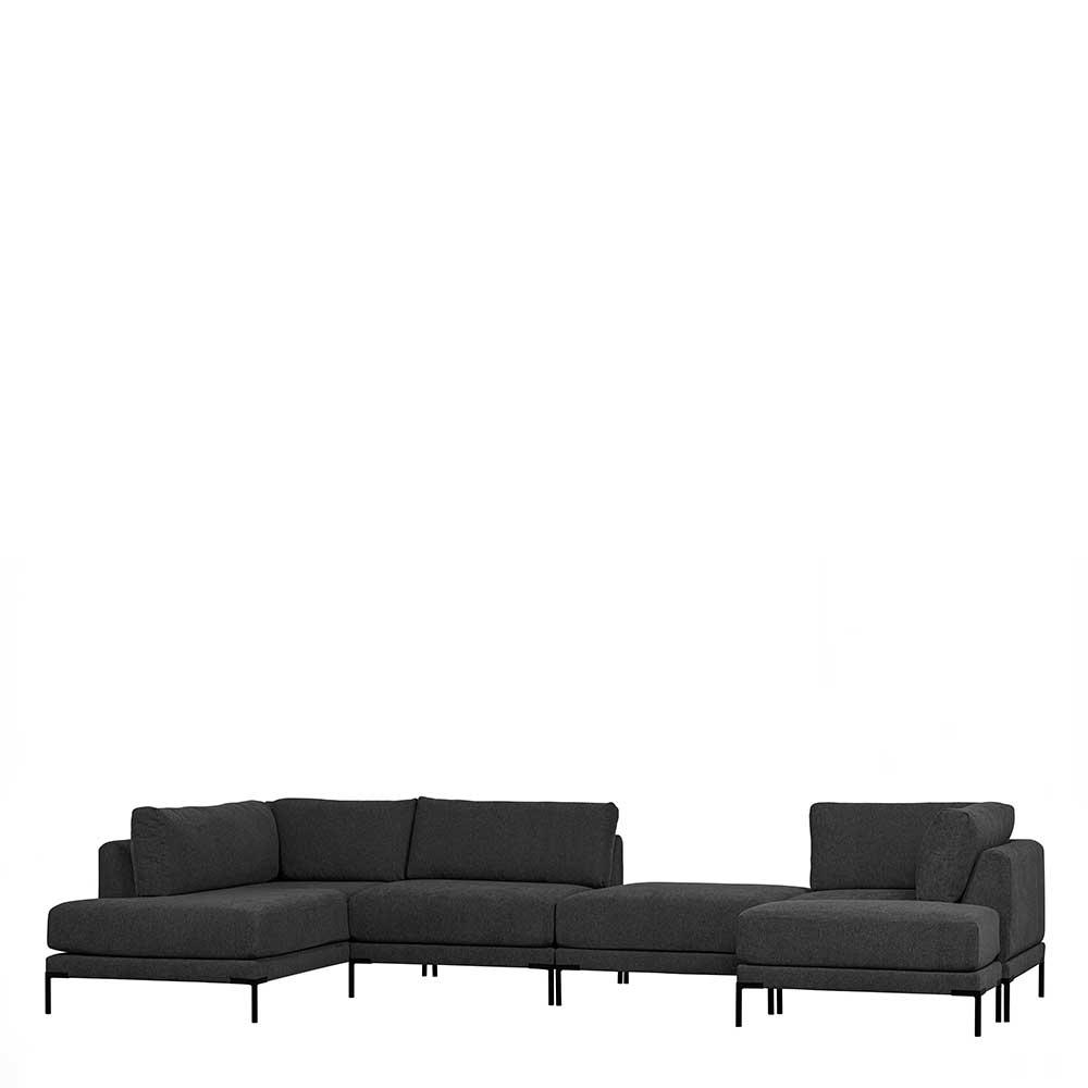 Modulcouch Chaiselongue modern Duffy in Dunkelgrau 200 cm breit