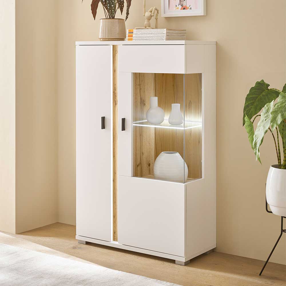 Highboard Luzillo mit LED Beleuchtung und Glastür rechts