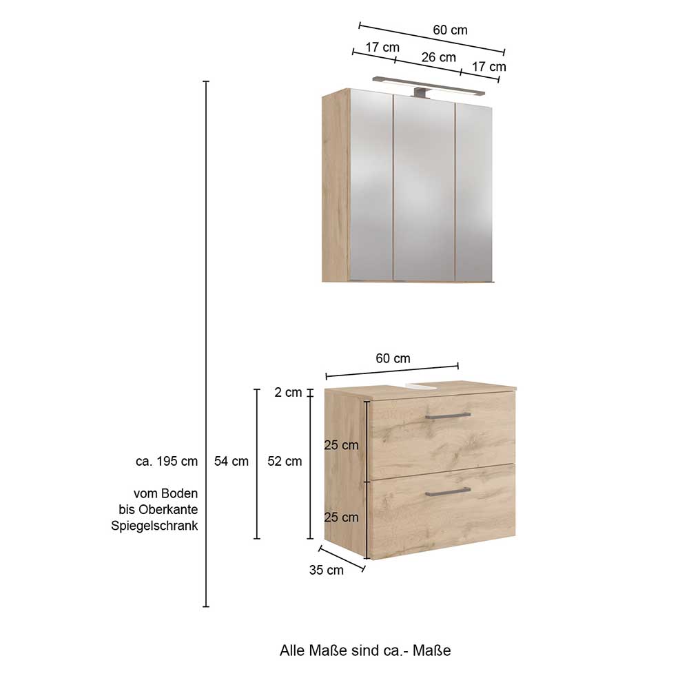 Gästetoilette Badmöbel Longos im Landhausstil 60 cm breit (zweiteilig)