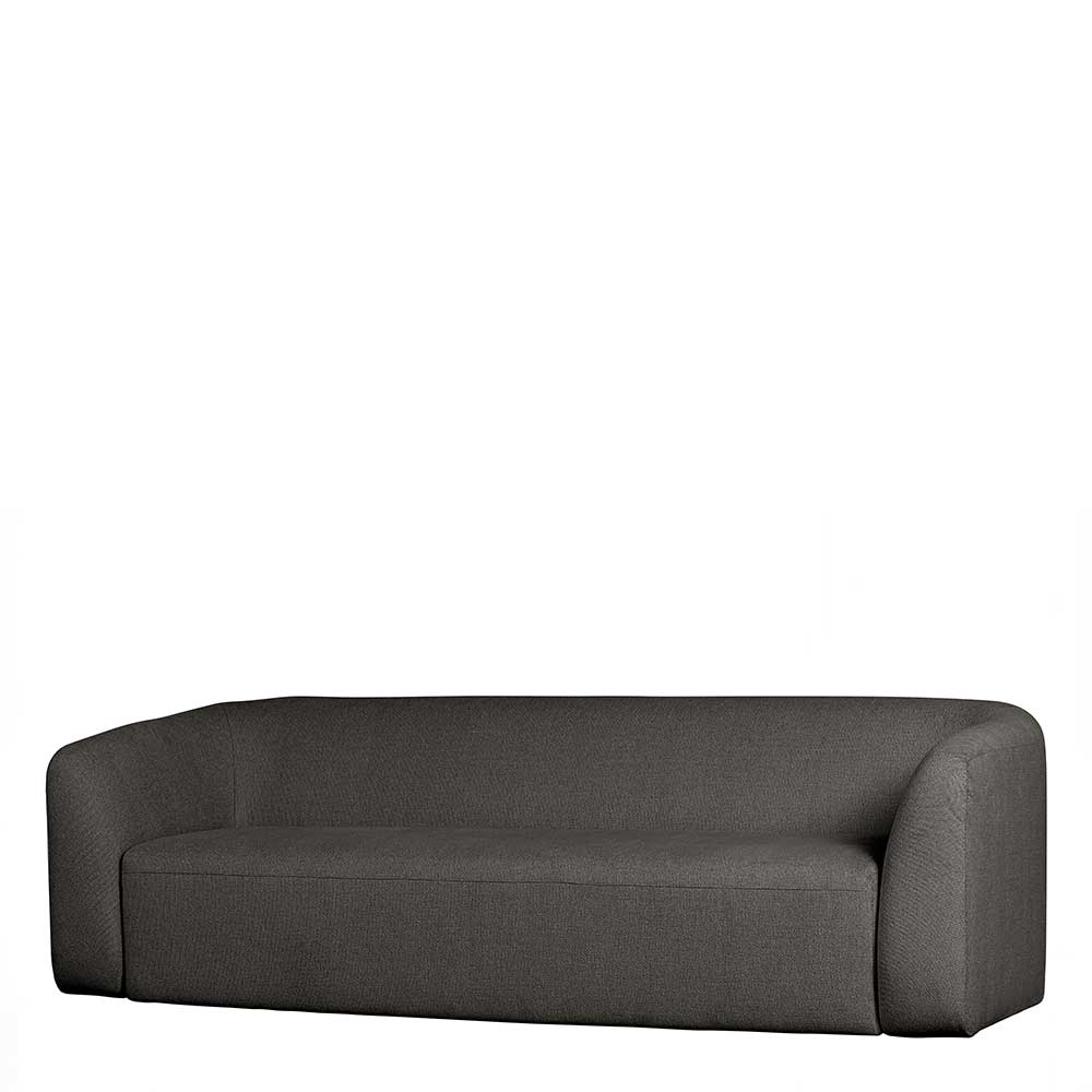 Dreier Sofa Asmet in Schwarzgrau aus Chenillegewebe