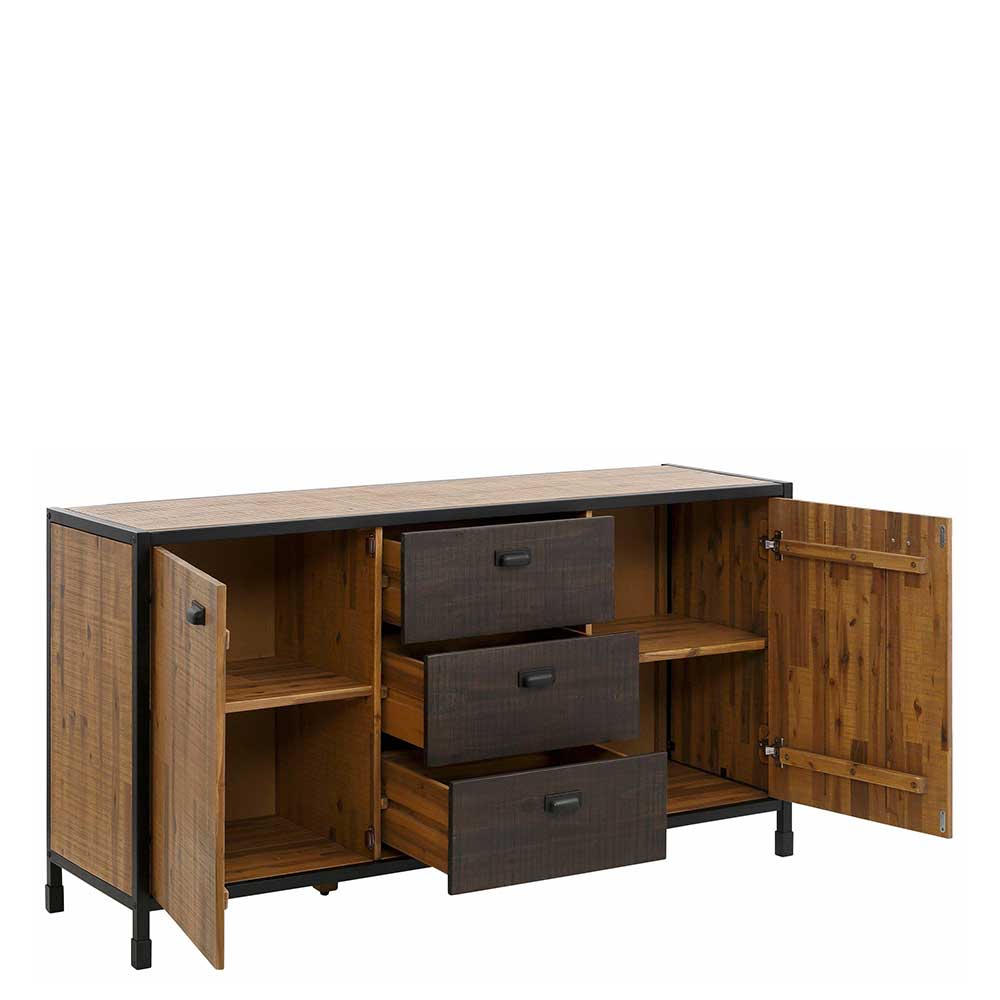 Sideboard Vastronca aus Akazie Massivholz und Metall 150 cm breit