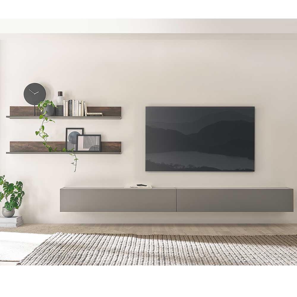 Fernseher Schrankwand Hanniba in modernem Design melaminbeschichtet (vierteilig)