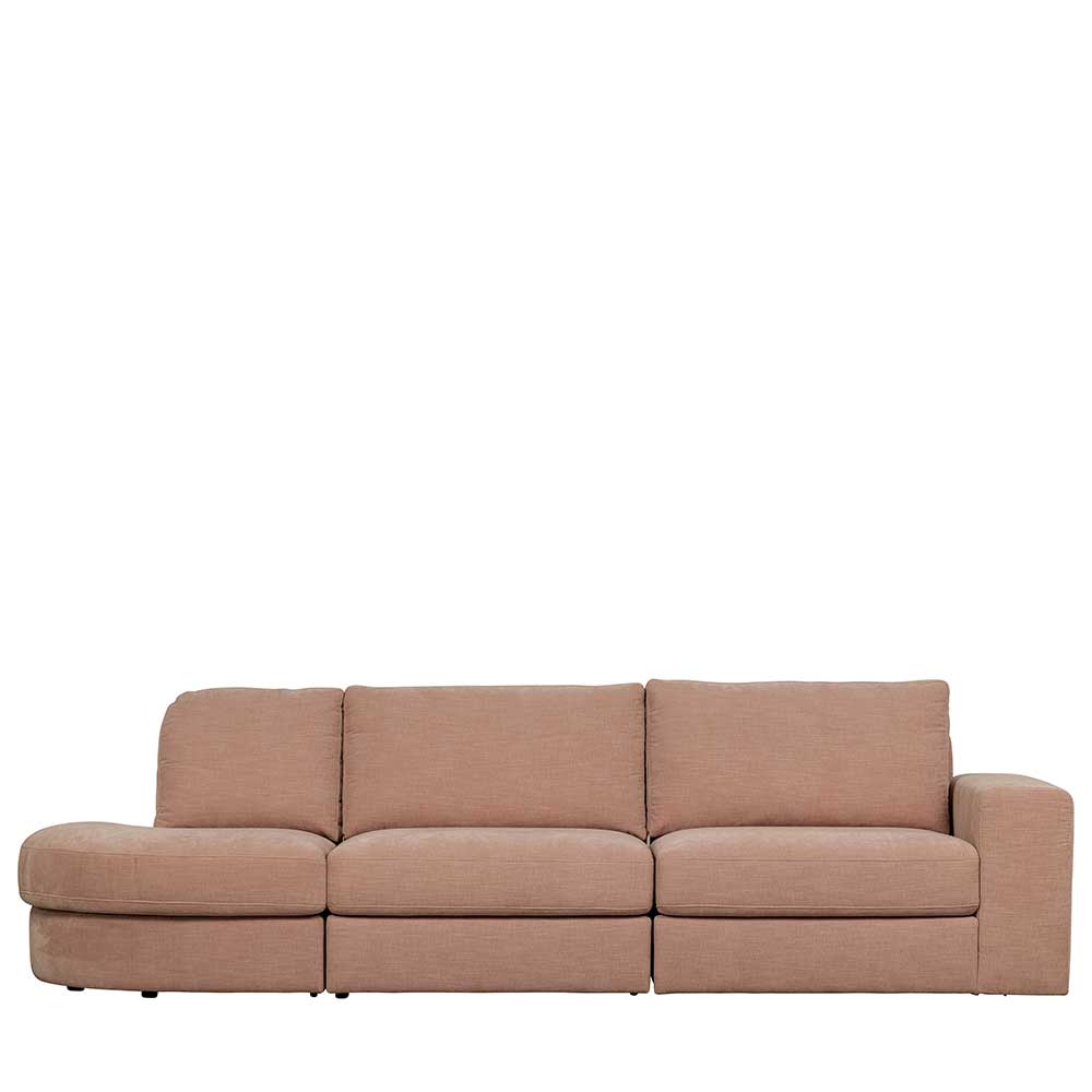 Rosa Einsitzer Modul Couch Oktamian aus Webstoff mit Armlehne rechts