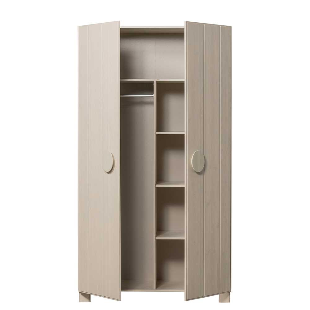 Skandi Design Holzkleiderschrank Malitoya in Hellgrau 110 cm breit