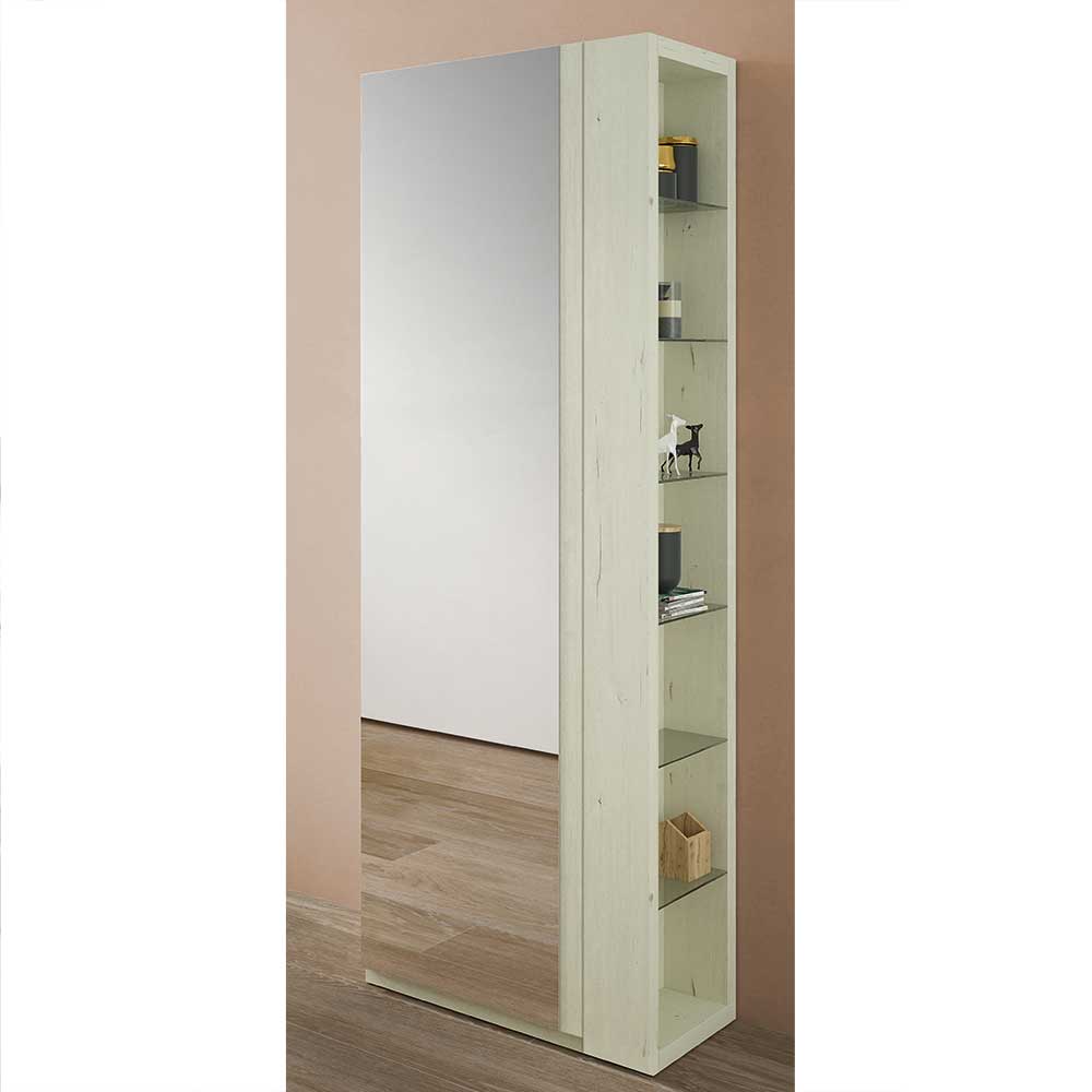 Spiegel Schuhschrank Zella in Creme Weiß 180 cm hoch