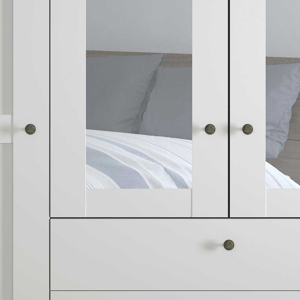 Kleiderschrank weiss Tudana mit Spiegeltüren und drei Schubladen