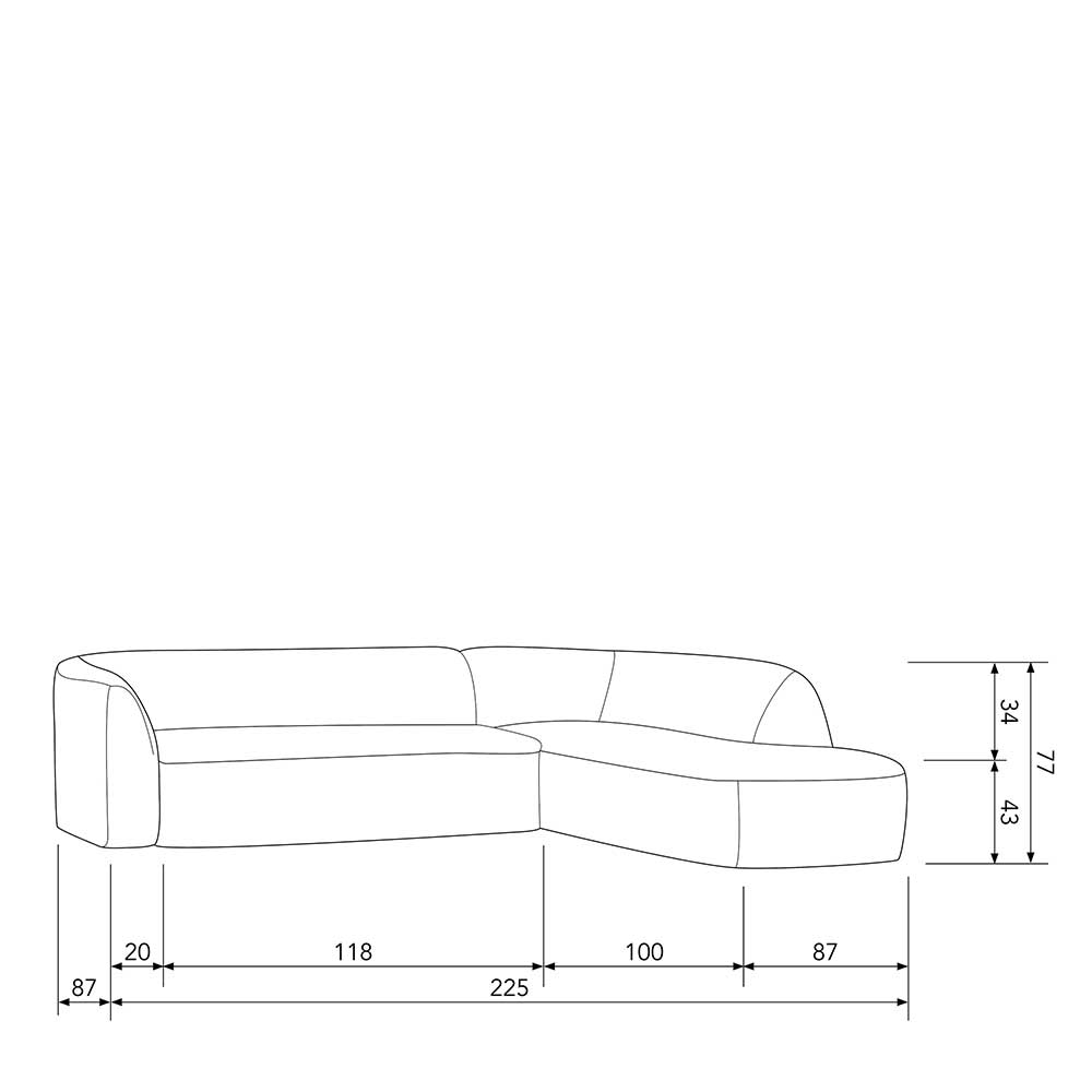 Lounge Ecksofa Prenzla in Hellbraun meliert aus Chenillegewebe