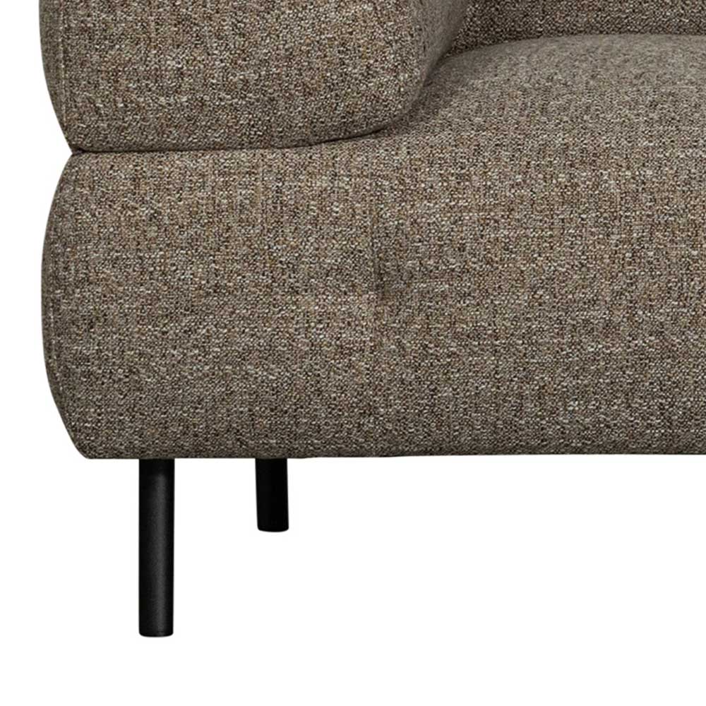 Dunkelbraun meliertes Sofa Chimi 245 cm breit mit Vierfußgestell aus Metall