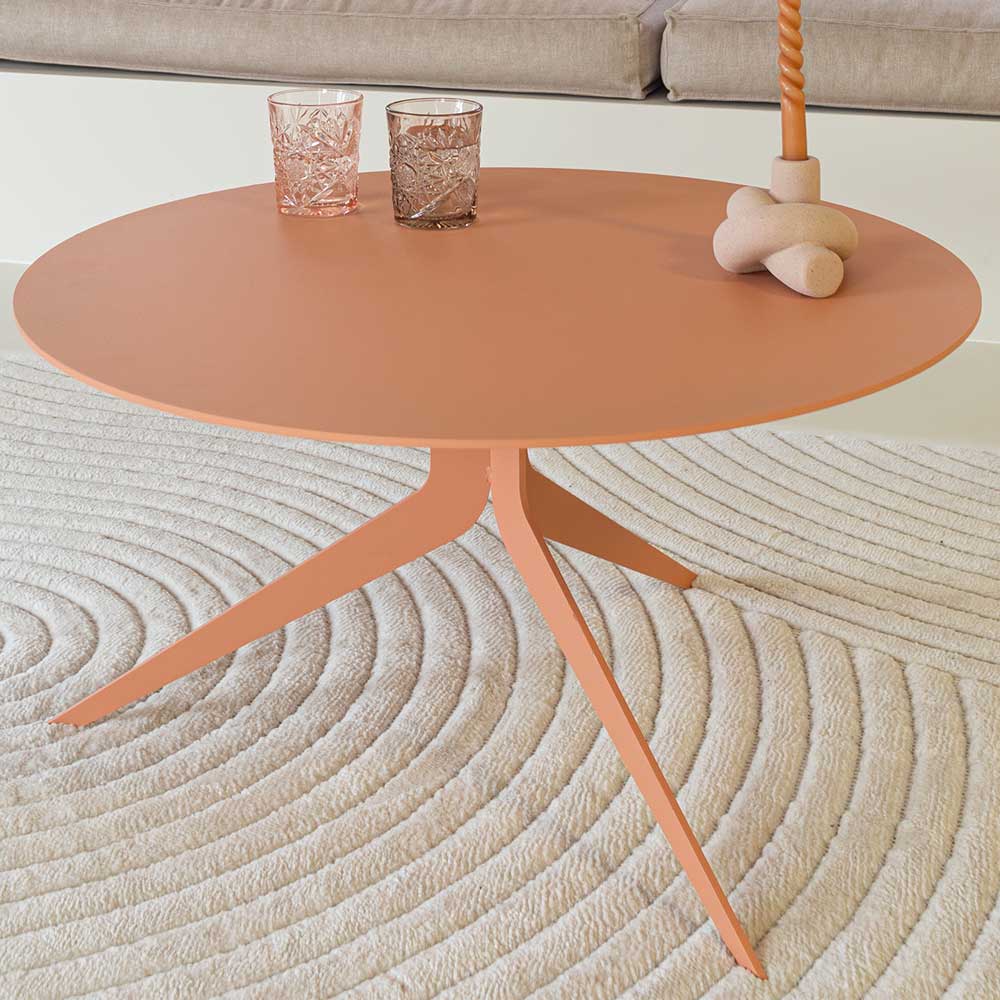 Couchtisch Camana mit runder Tischplatte in Terracotta