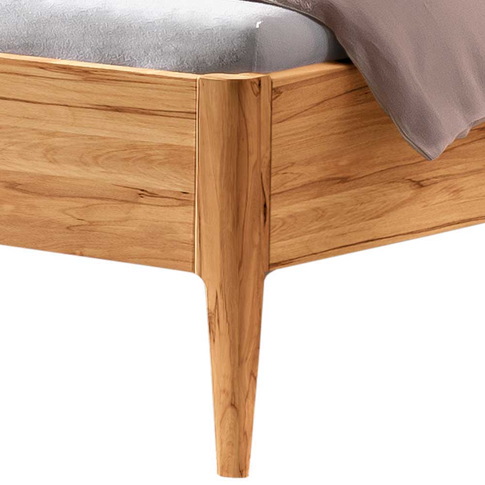 Wildbuche Natur Doppelbett Pudonra aus Massivholz in modernem Design