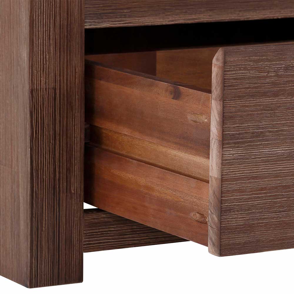 Akazie Massivholz Highboard Tuvian mit Schiebetüren 100 cm breit