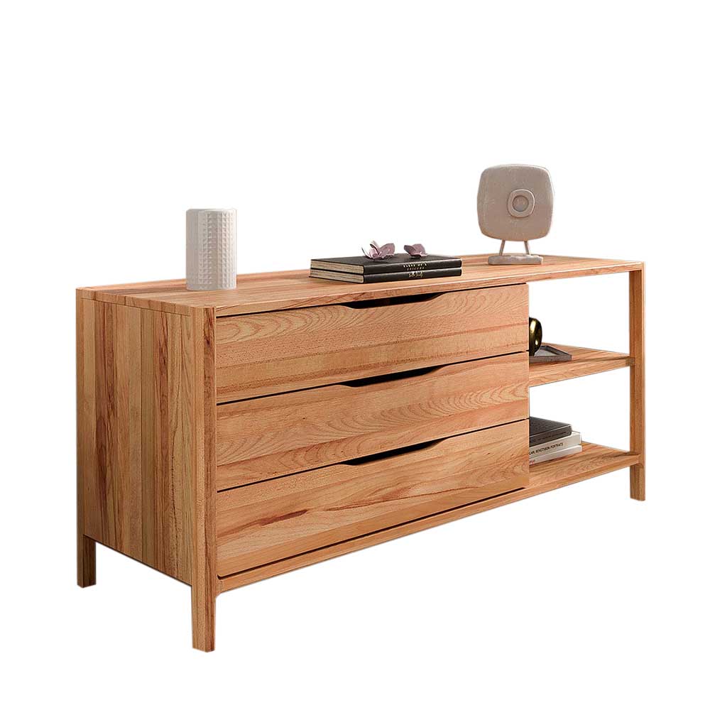 Holz Sideboard Korres mit drei Schubladen in Kernbuchefarben