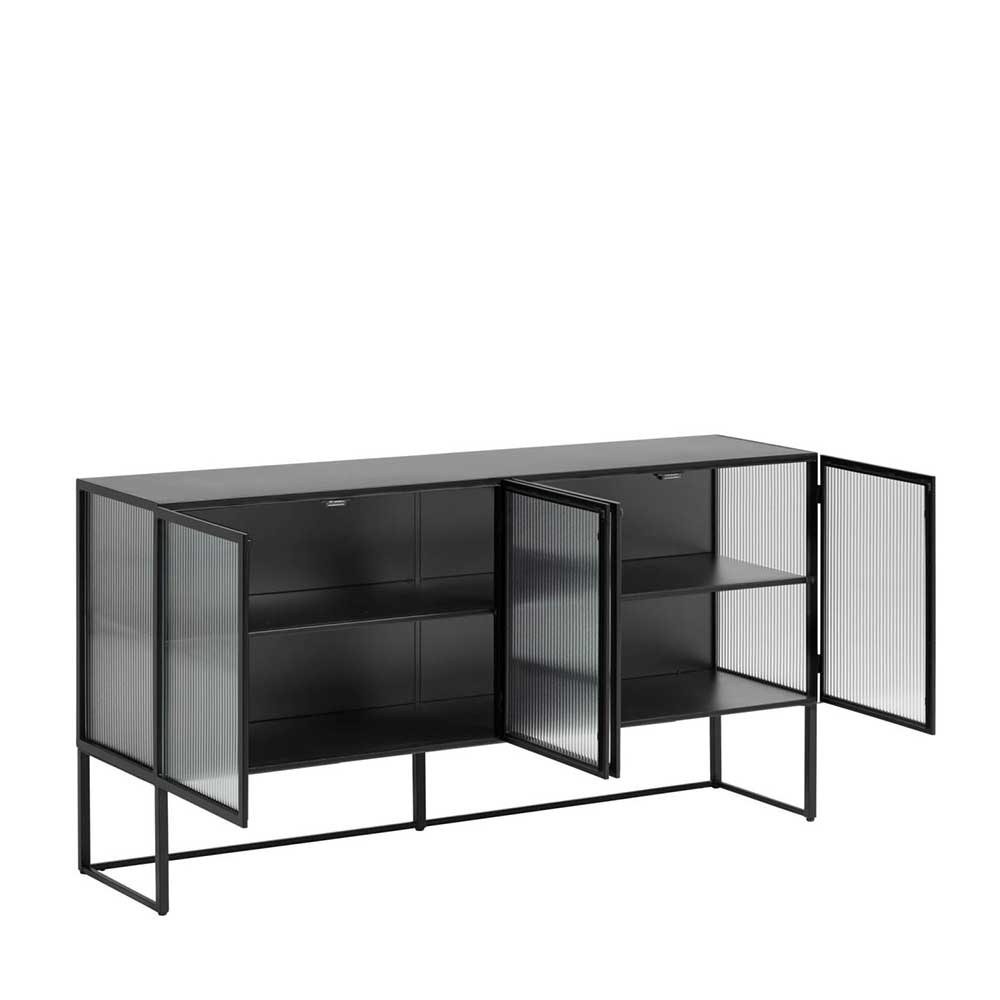 Glastüren Sideboard Sovi Metall Schwarz 4 türig