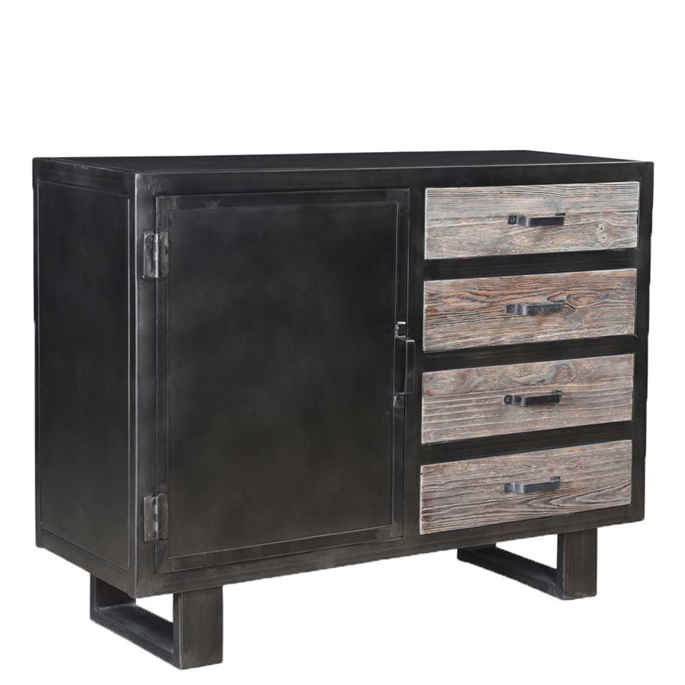 Sideboard Maldiena in Schwarz Vintage und Holz Grey Wash