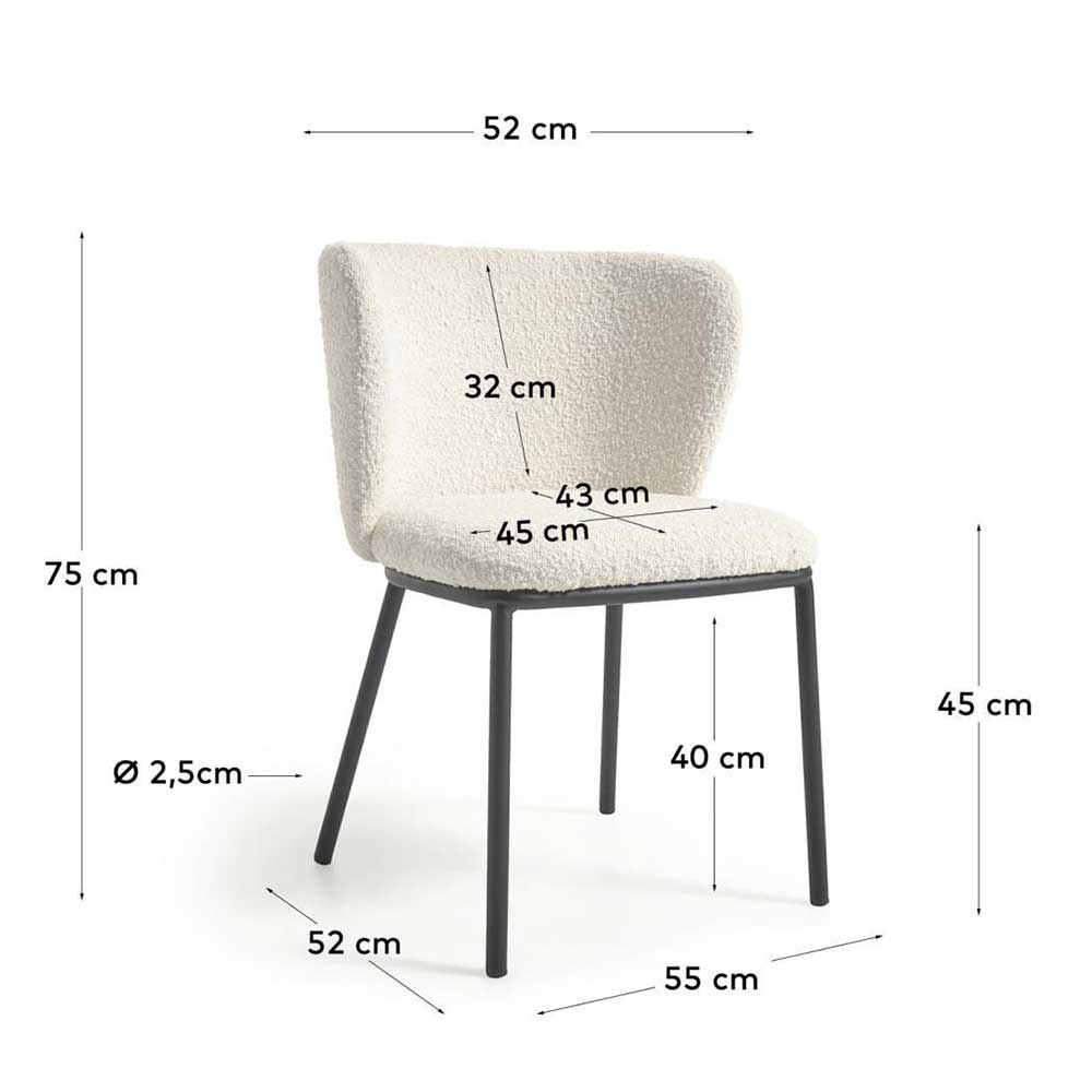 Esstisch Stühle Varysta mit Webplüsch Bezug und Gestell aus Metall (2er Set)