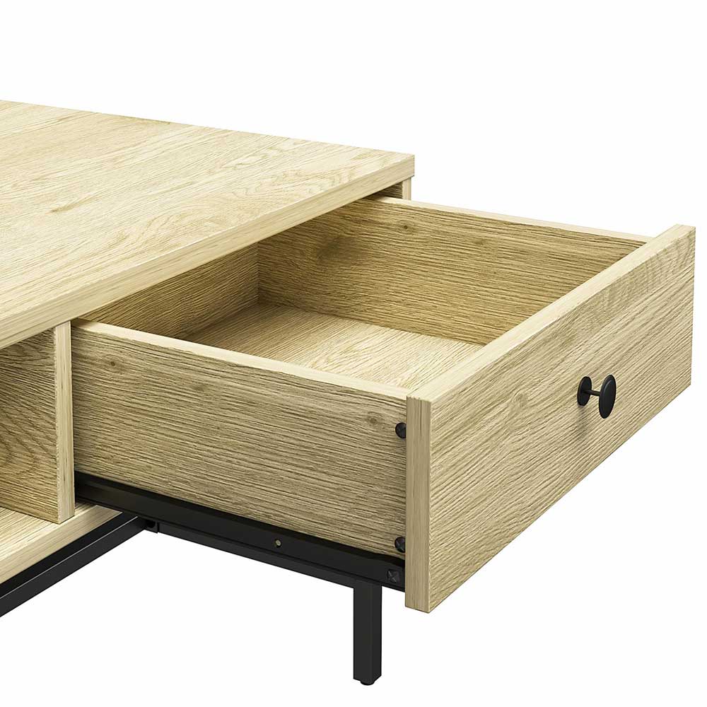 Rechteckiger Couchtisch Ponimo in Eichefarben und Schwarz 45 cm hoch