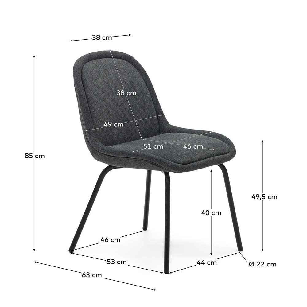 Polsterstuhl Esszimmer Dialucia in Dunkelgrau aus Chenillegewebe (4er Set)