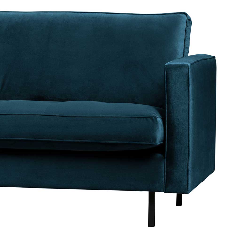 Sitzsofa Domago in Blau Samt im Retro Style