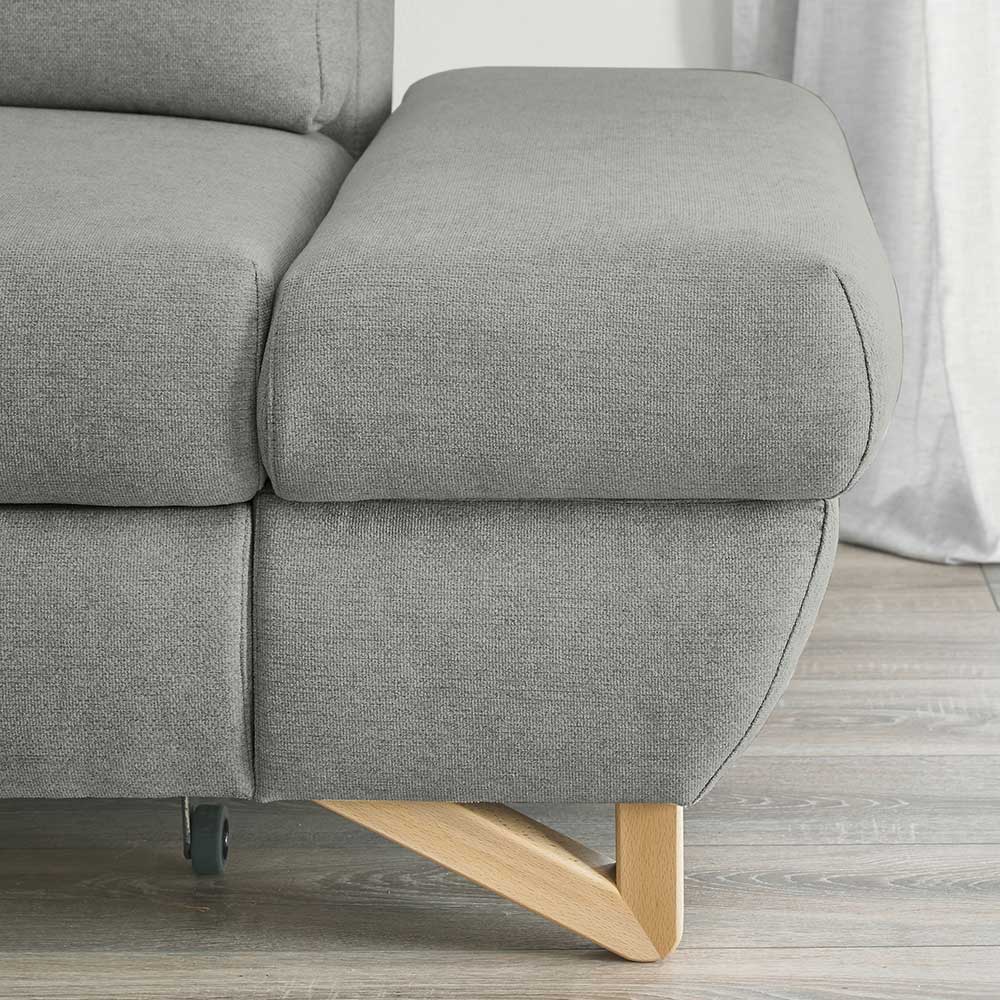 Sofa mit Bettfunktion Envus in Hellgrau im Skandi Design