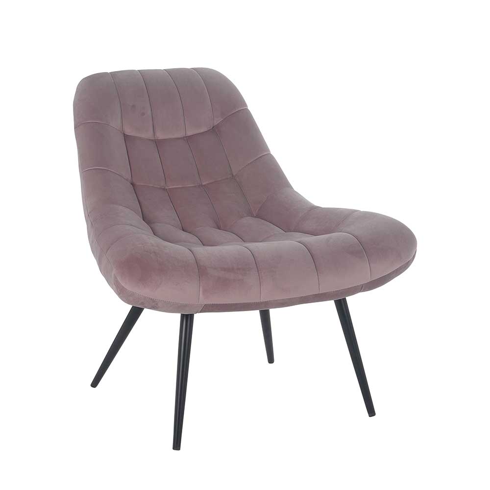 Retro Loungesessel Brutannia in Rosa aus Samt