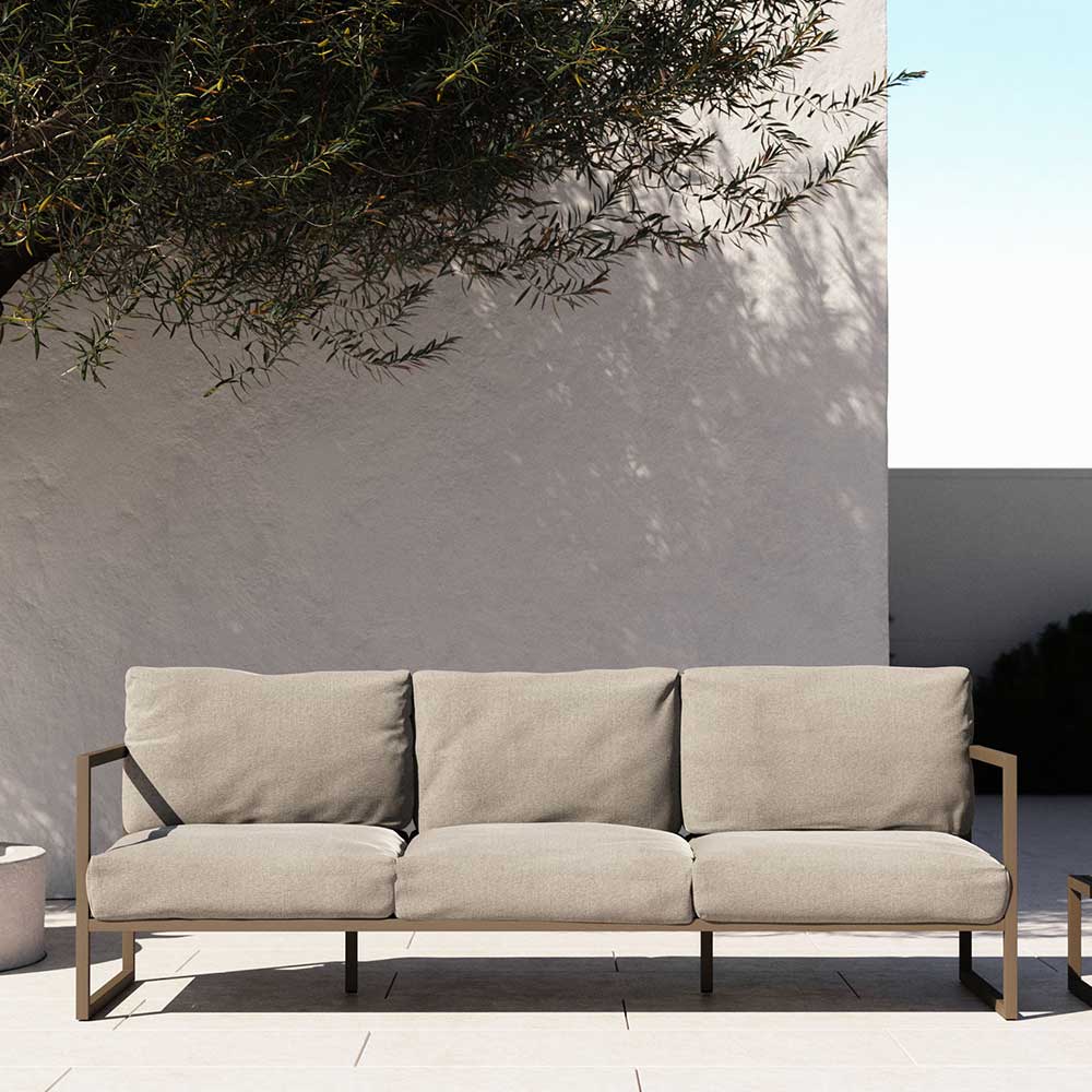 Lounge Sofa In- und Outdoor Shiran in Hellgrau und Graugrün 225 cm breit