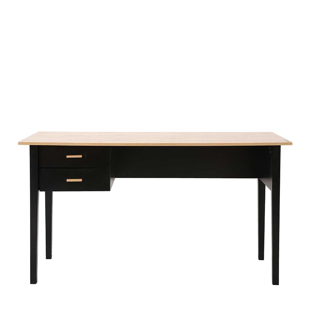 Home Office Schreibtisch Fulvia in Schwarz und Holz Naturfarben