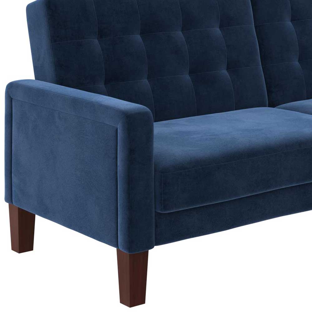 Blaues Doppelschlafsofa Duvianco aus Samt 200 cm breit