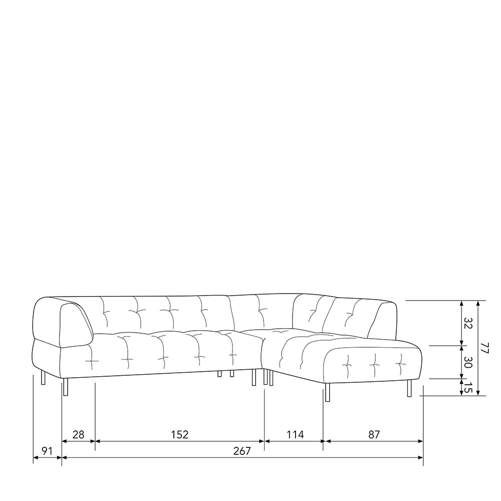 Moderne Design Couchecke Alfons in Graubraun 267 cm breit