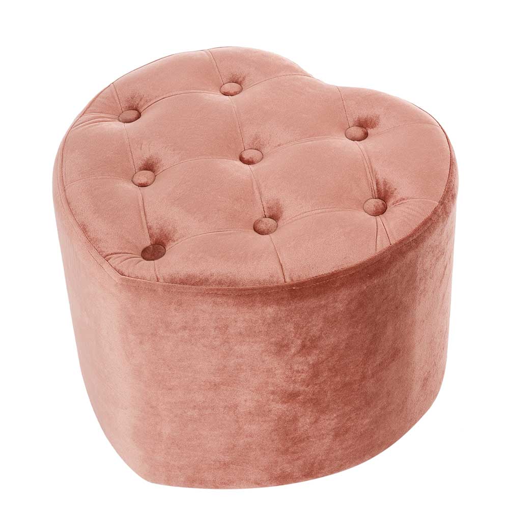 Rosa Samt Pouf Carbonaro in Herz Form - 31 cm hoch