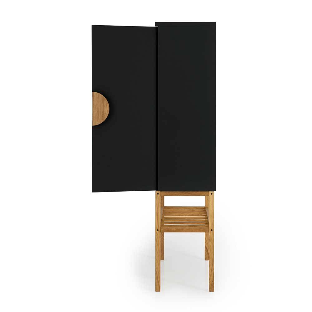 Highboard Edeline in Schwarz und Eiche im Skandi Design