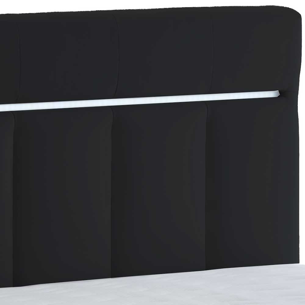 Boxspringbett Maggiore in Schwarz Kunstleder mit LED Beleuchtung