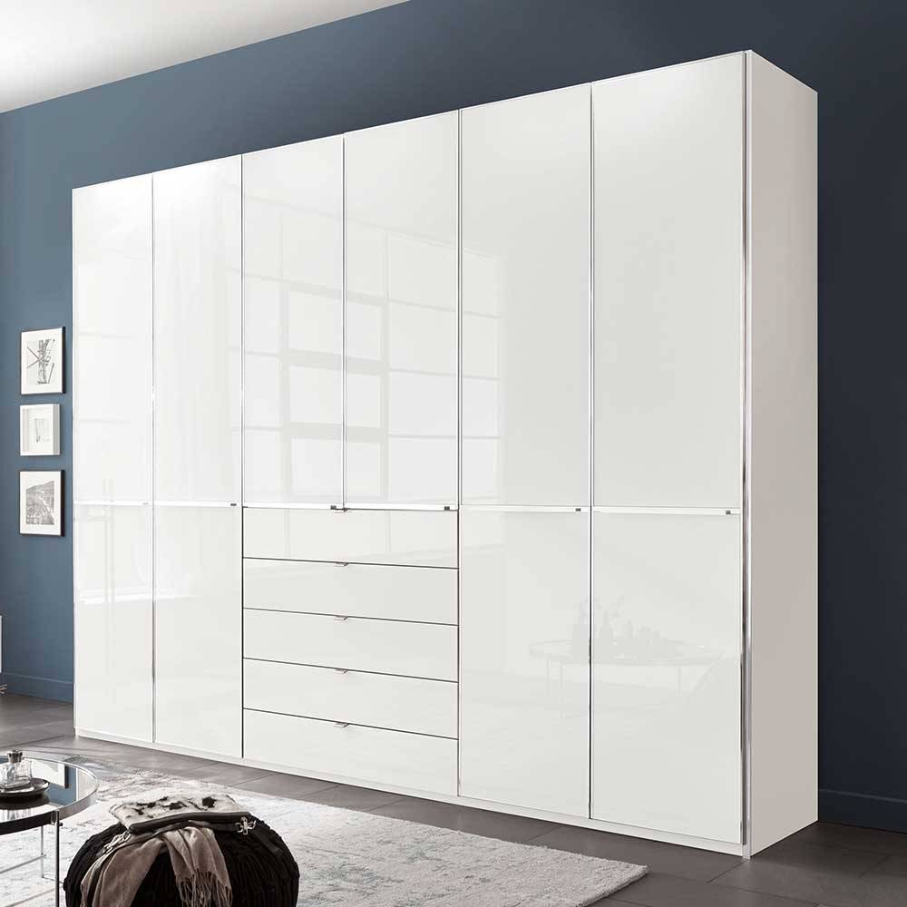 Kleiderschrank weiß Bean in modernem Design Front glasbeschichtet