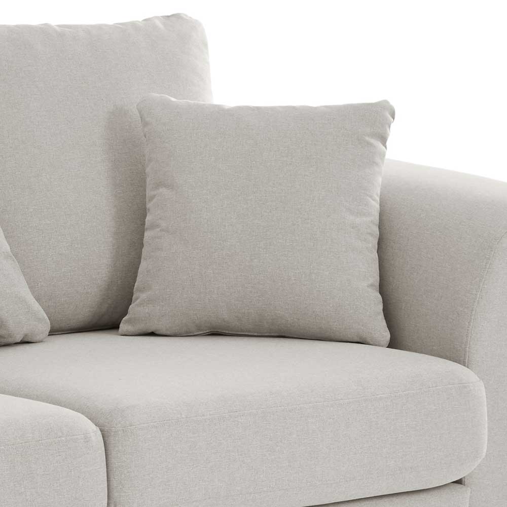 Zweisitzer Sofa Beige Cleva aus Webstoff mit Vierfußgestell aus Holz