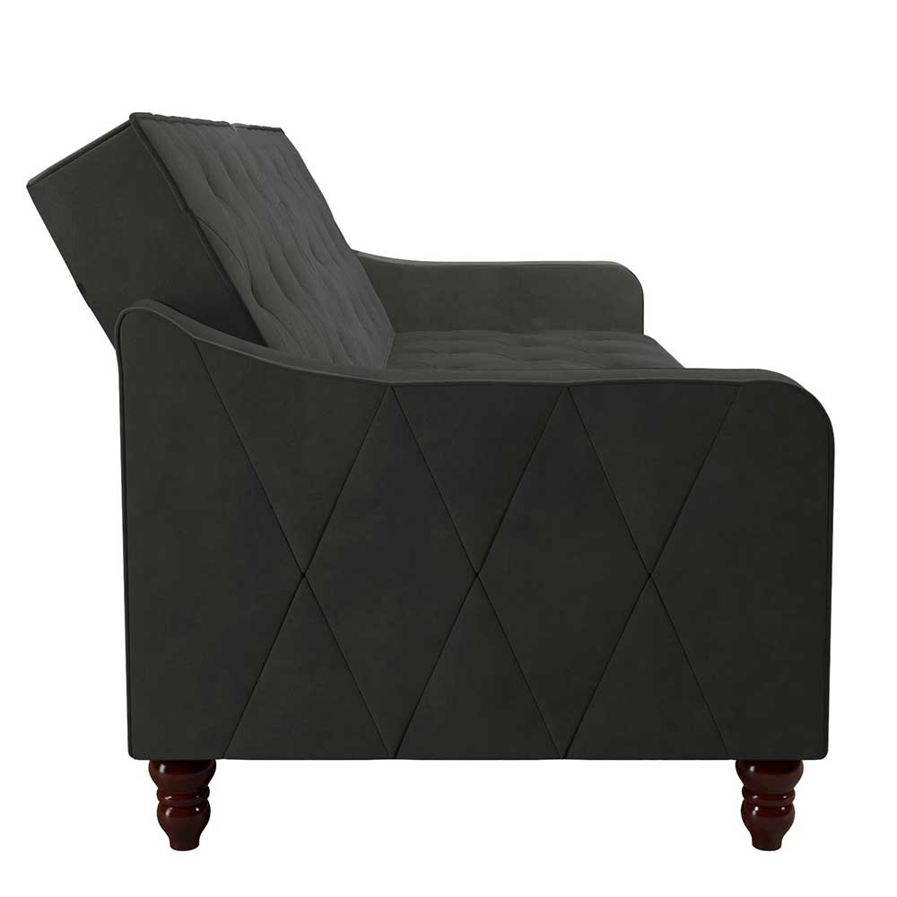 Ausklappbares Sofa Marena in Dunkelgrau Samt 207 cm breit