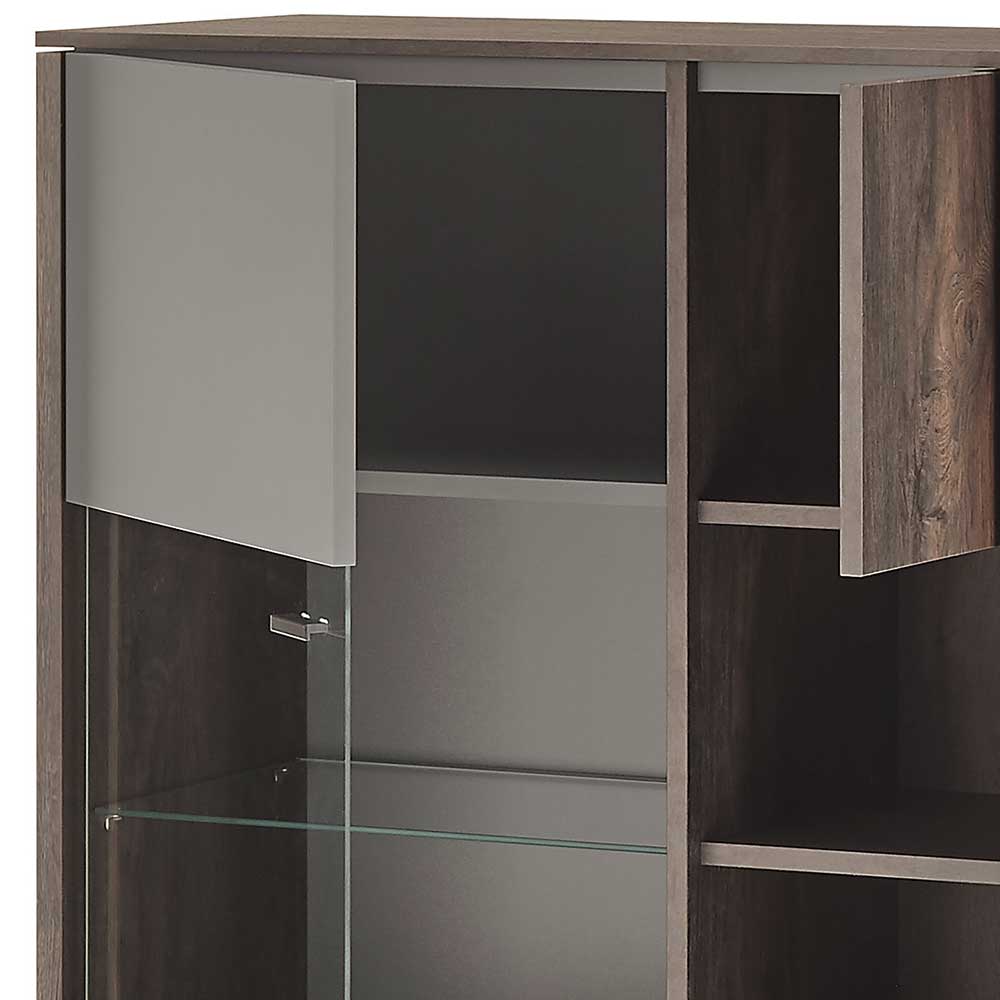 Highboard Hanniba in Anthrazit und Eiche dunkel