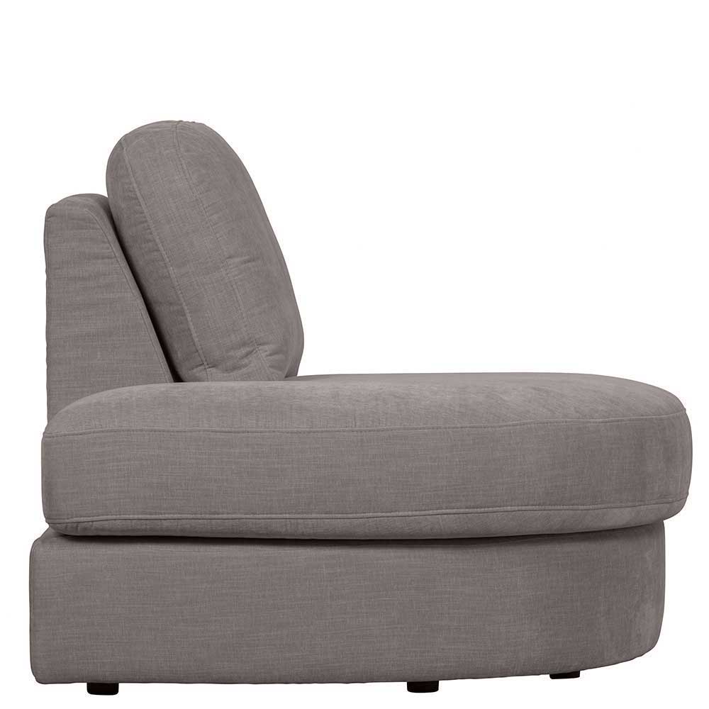 Graues Viersitzer Modulsofa Fredoco - Rücken echt bezogen 98 cm tief