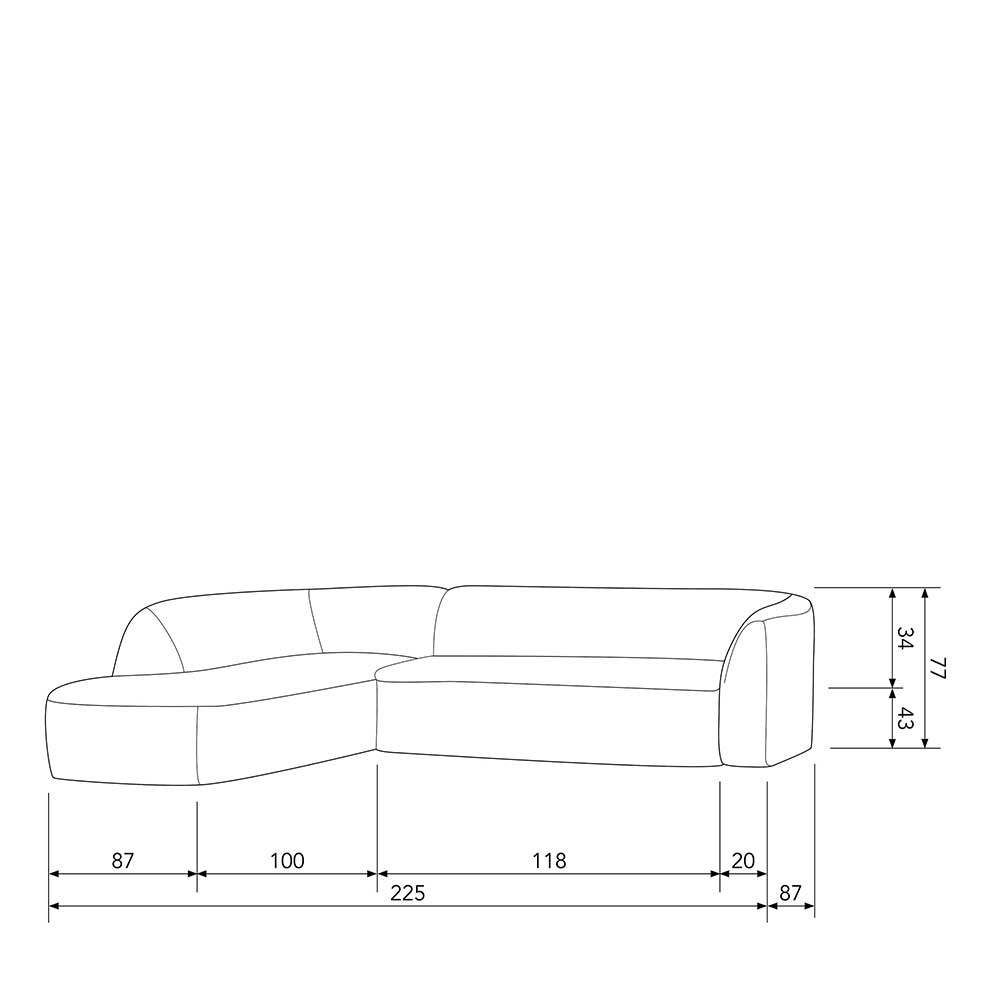 Schwarz meliertes Ecksofa Vacances im Skandi Design aus Chenillegewebe