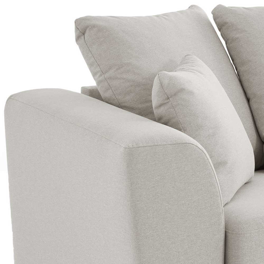 Zweisitzer Sofa Beige Cleva aus Webstoff mit Vierfußgestell aus Holz