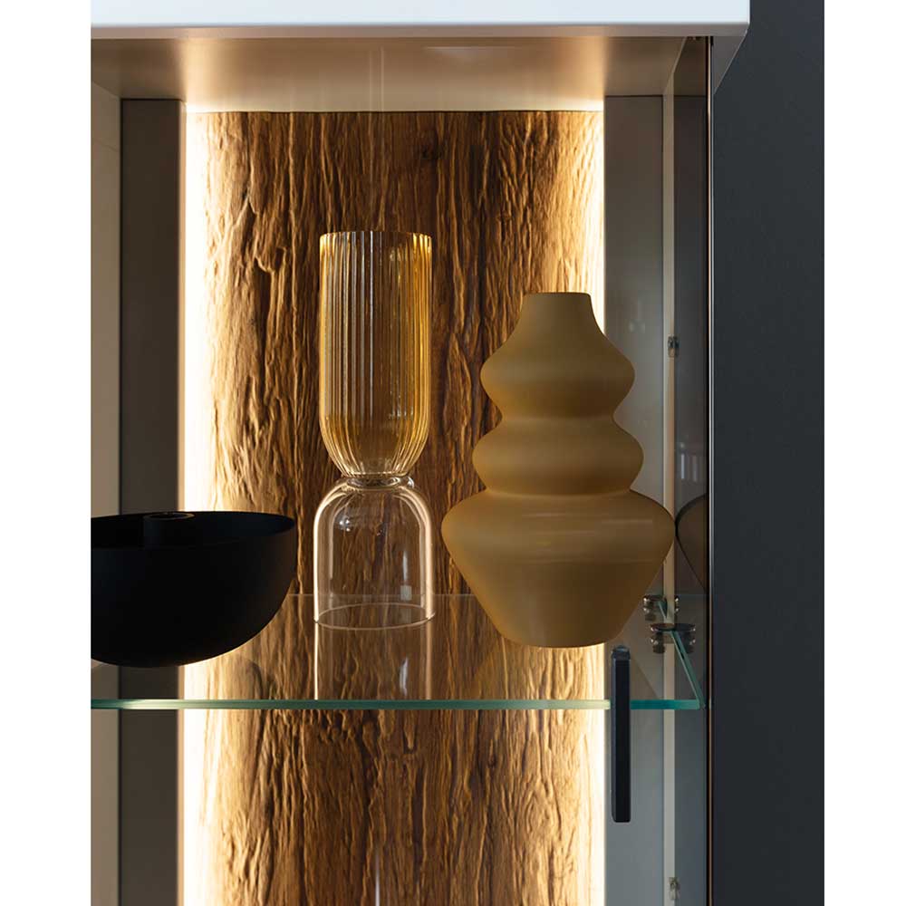 Weiße Schrank Vitrine Barat in modernem Design 199 cm hoch