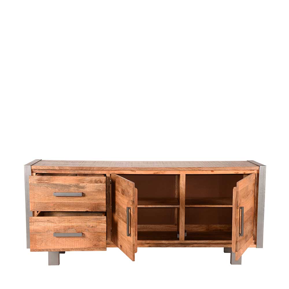 Loft Design Sideboard Ovilus aus Mangobaum Massivholz und Metall 180 cm breit