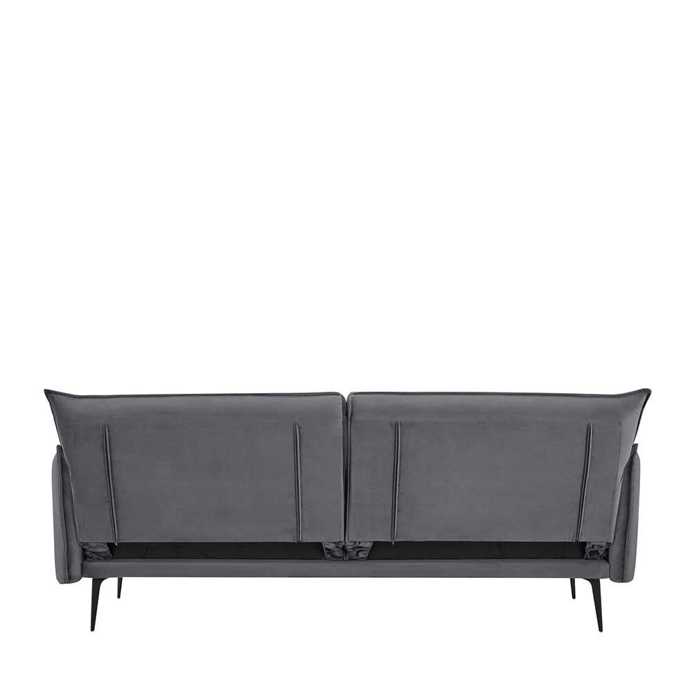 Ausklappbares Sofa Samt Calexia in Grau 207 cm breit