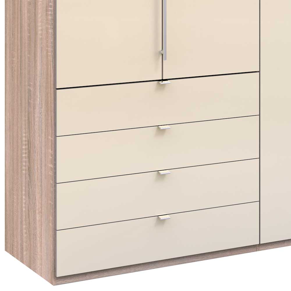 Design Kleiderschrank Codumenta in Creme Weiß und Eiche Sägerau mit Falttüren