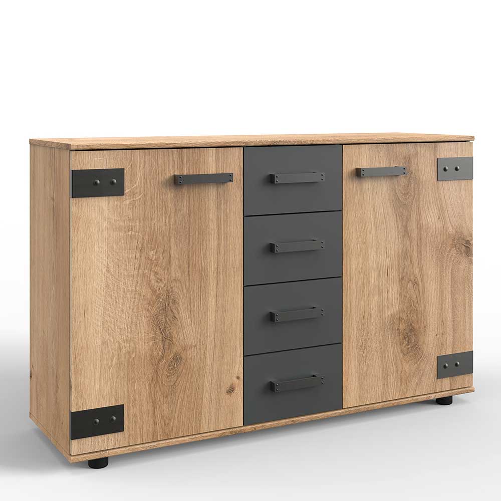 Modernes Sideboard Latizia im Industry und Loft Stil 130 cm breit