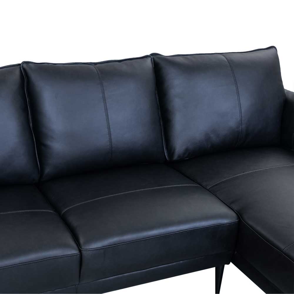 Wohnzimmer Couch Yanatada in Schwarz aus Echtleder