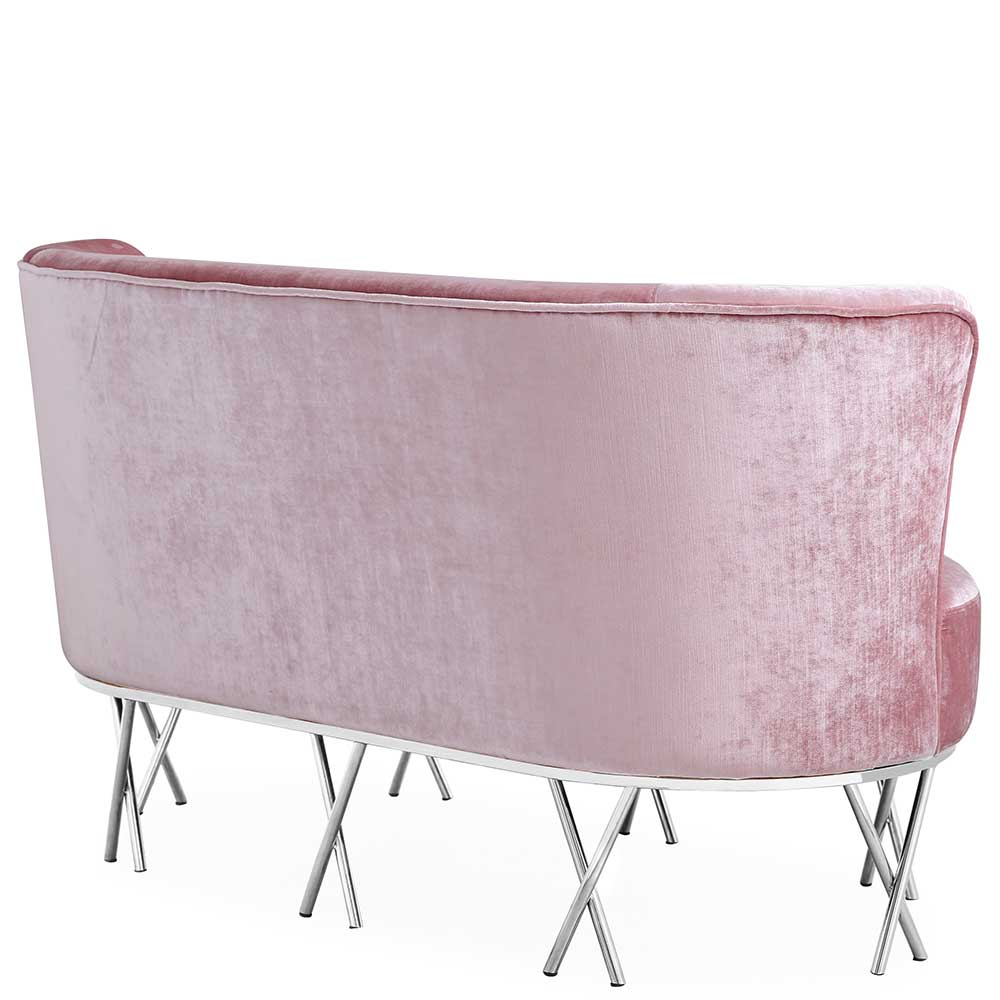 Design Zweiersofa Jonida in Rosa und Chromfarben außergewöhnlich