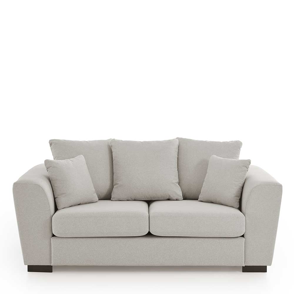 Zweisitzer Sofa Beige Cleva aus Webstoff mit Vierfußgestell aus Holz