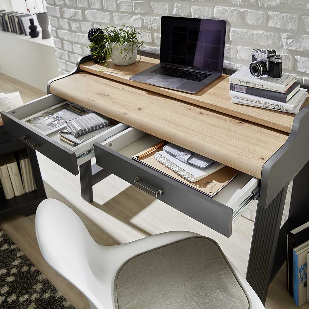 Home Office Set Luoton im Landhausstil mit Rollcontainer (zweiteilig)