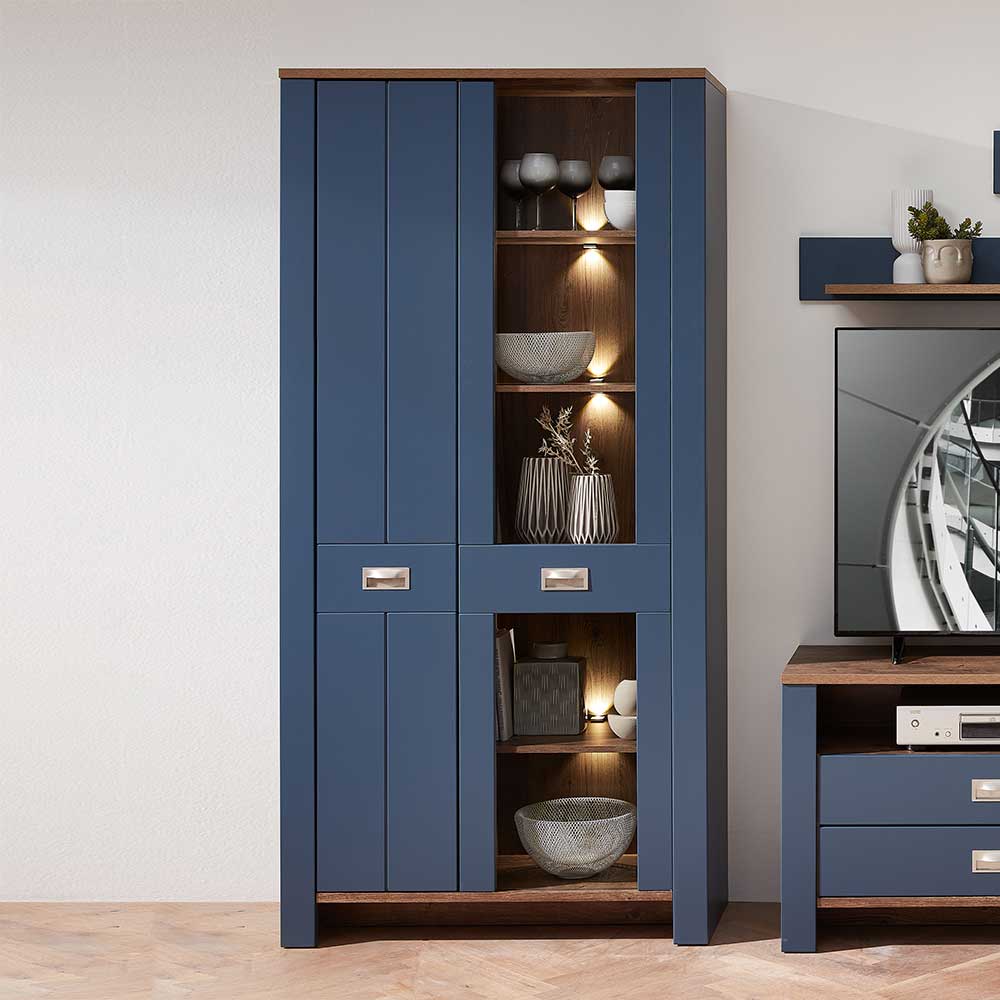 Landhausstil Wohnzimmerschrank Fanci mit LED Beleuchtung 98 cm breit