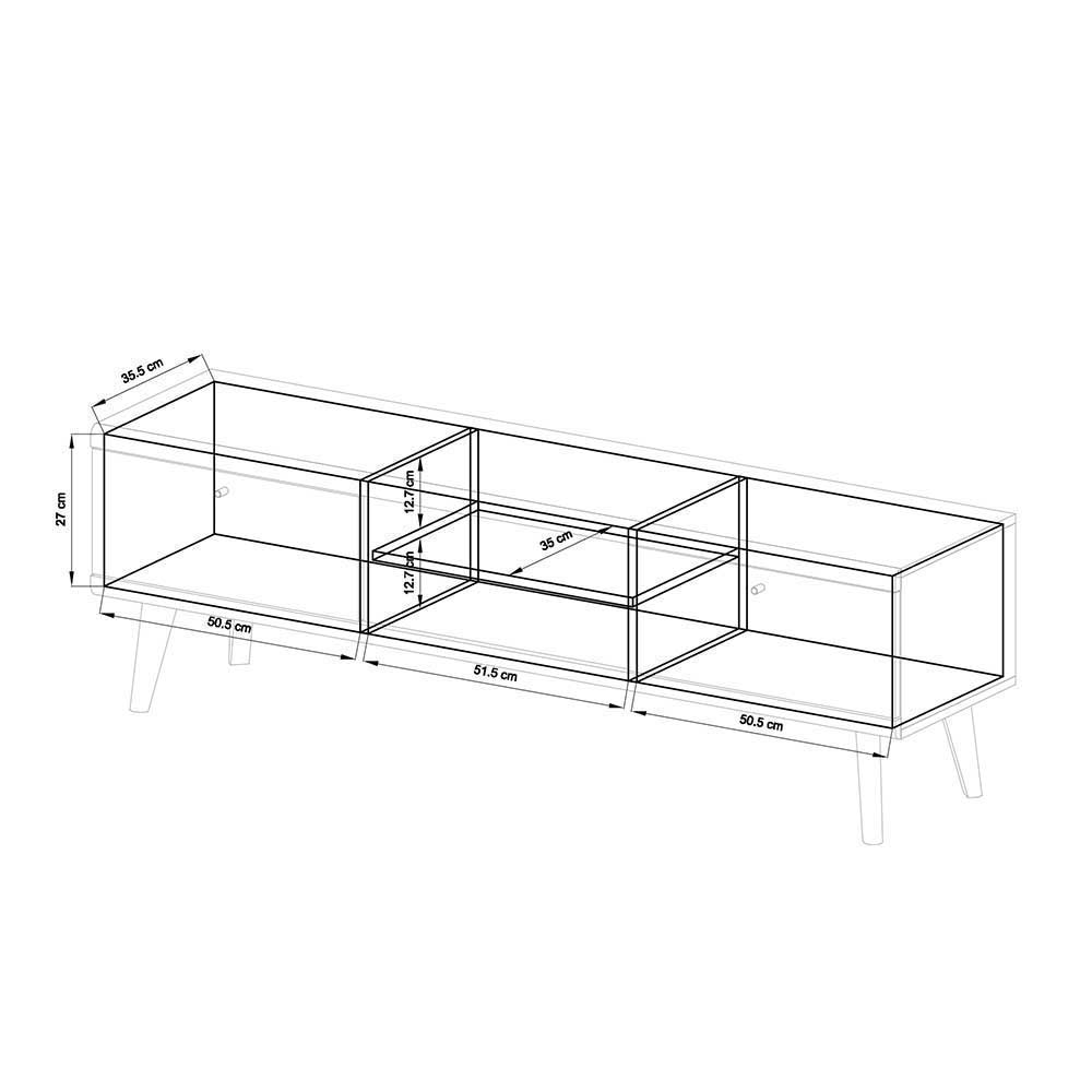 Wohnzimmerwand Modern Levanca in Eichefarben und Weiß (dreiteilig)