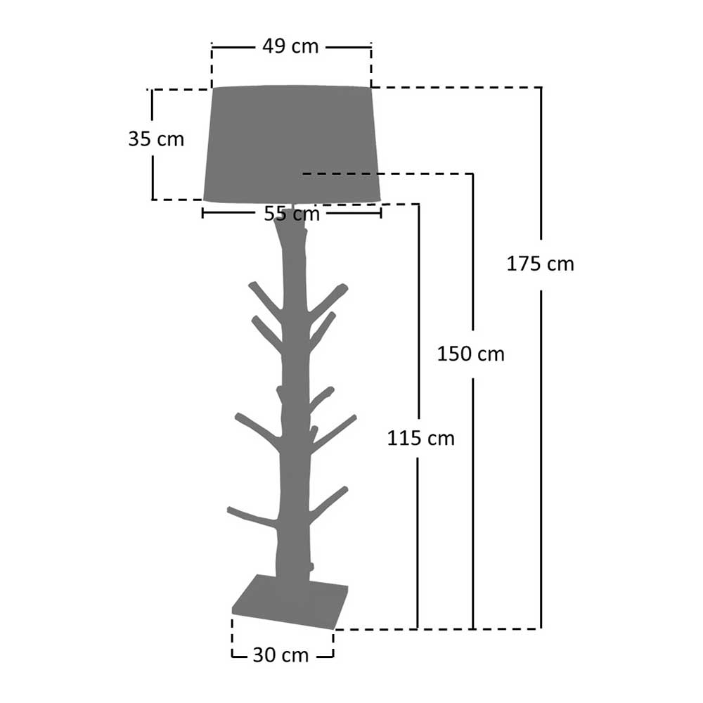 Massivholz Stehlampe Imresla im Skandi Design 175 cm hoch